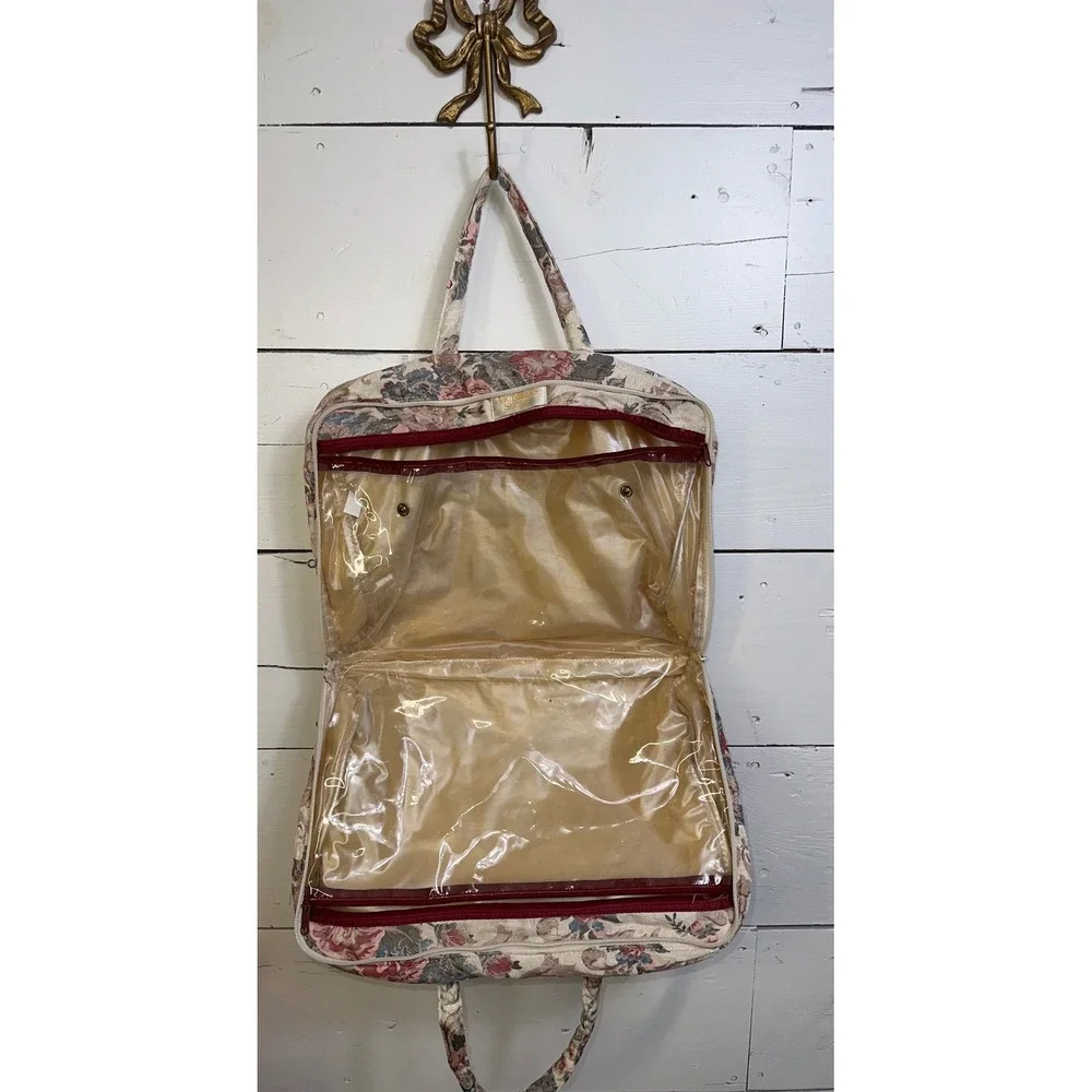 Vintage Victorias Secret Floral Tapestry Toiletry Bag Travel Makeup Case Pink